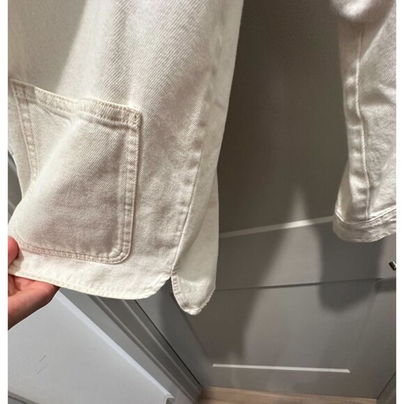 Old Navy Cream Jacket Women's S/M Denim Workwear Shacket Barn Chore Workwear - Picture 6 of 8